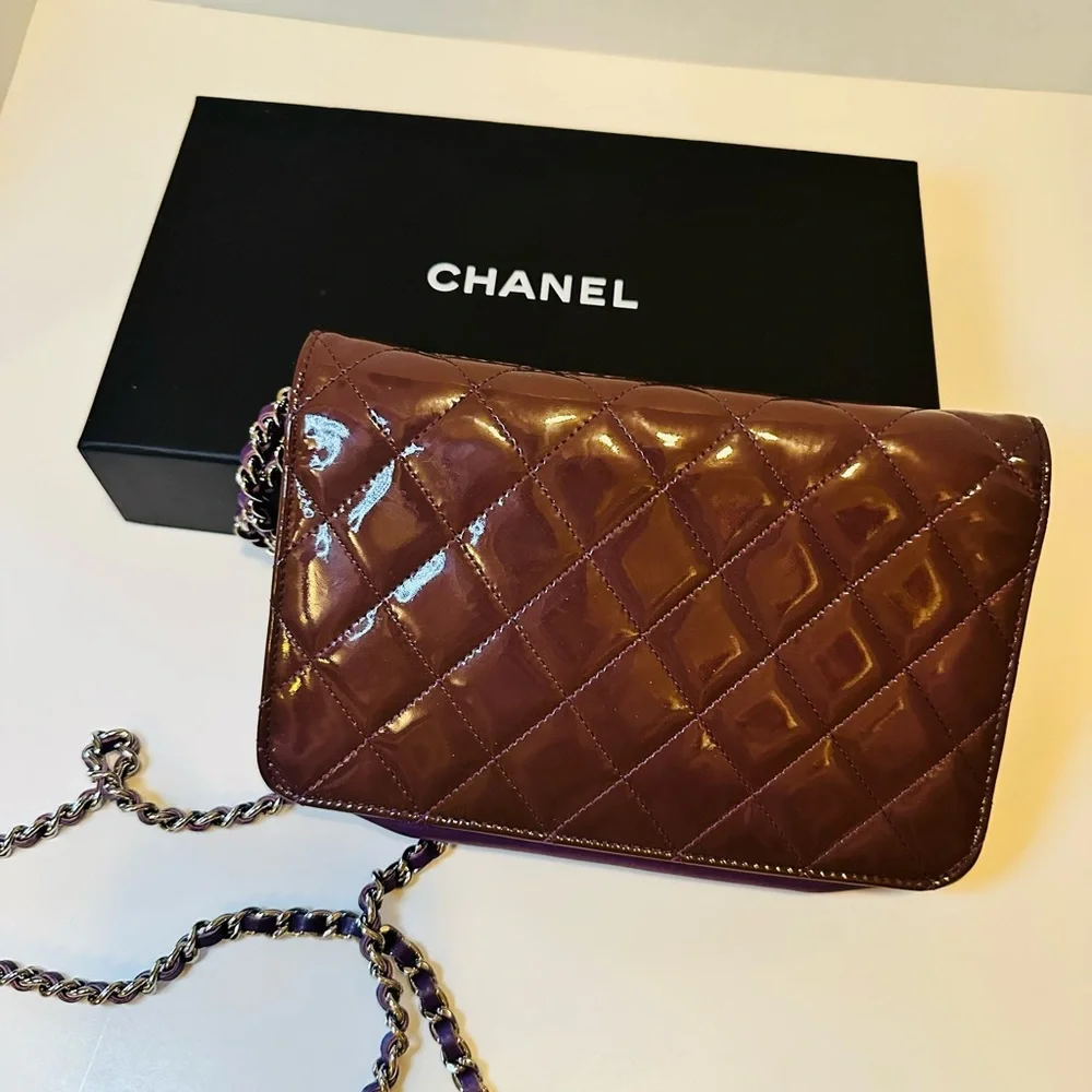 Chanel Quilted Burgundy Wallet On Chain - Picture 12 of 16